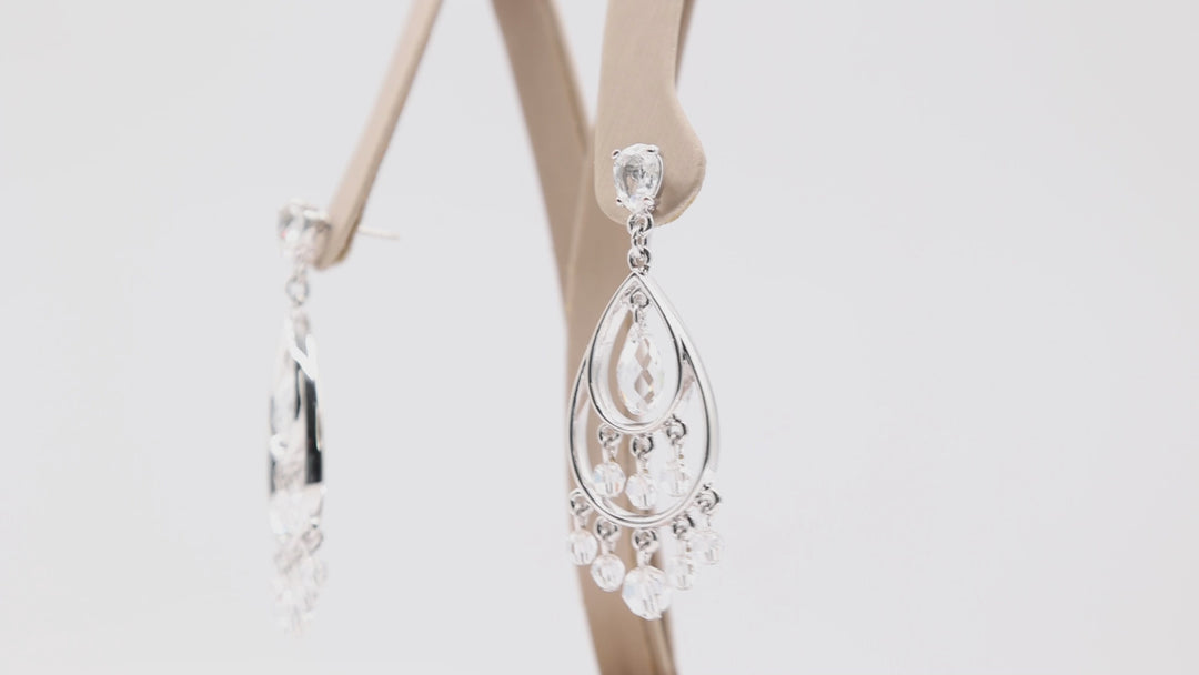 Swarovski Sterling Silver Chandelier Dangle Crystal Earrings