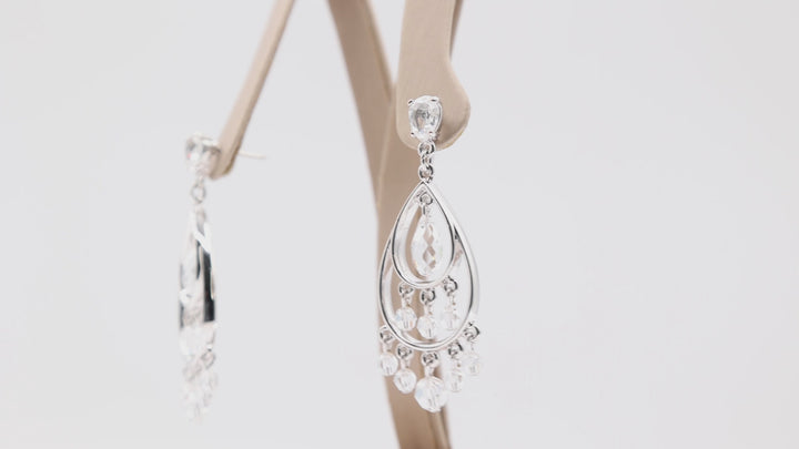 Swarovski Sterling Silver Chandelier Dangle Crystal Earrings