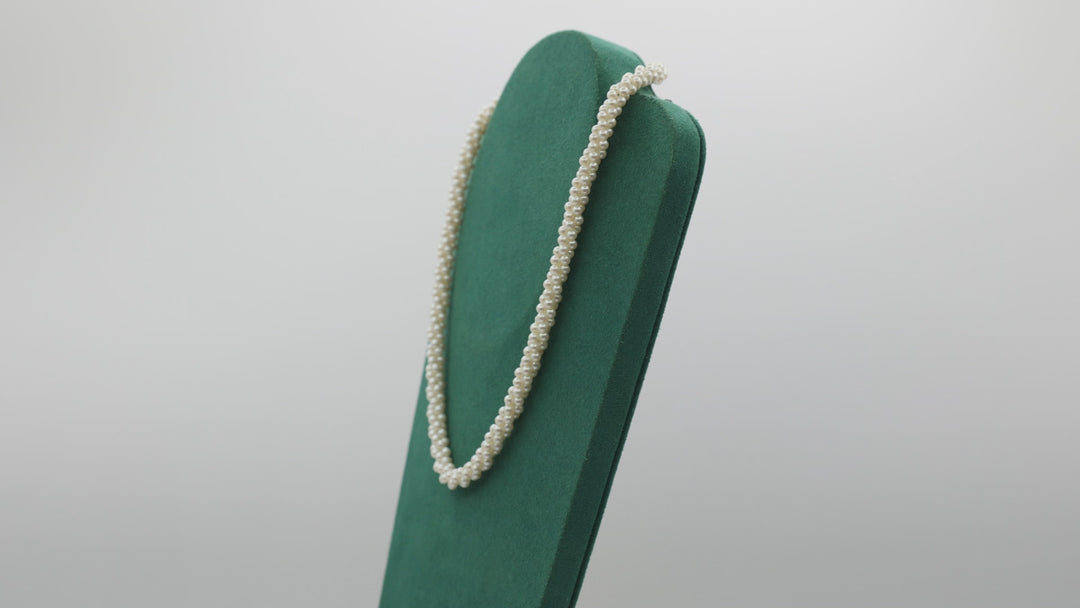 Gold Toned Pearl Faux 3 Strand Necklace with Fish Hook Clasp