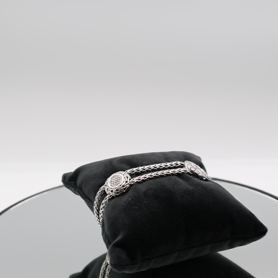 925 Sterling Silver John Hardy Pave Slider Bracelet