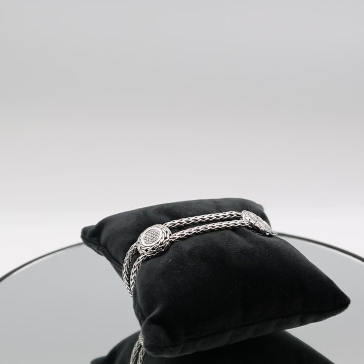 925 Sterling Silver John Hardy Pave Slider Bracelet