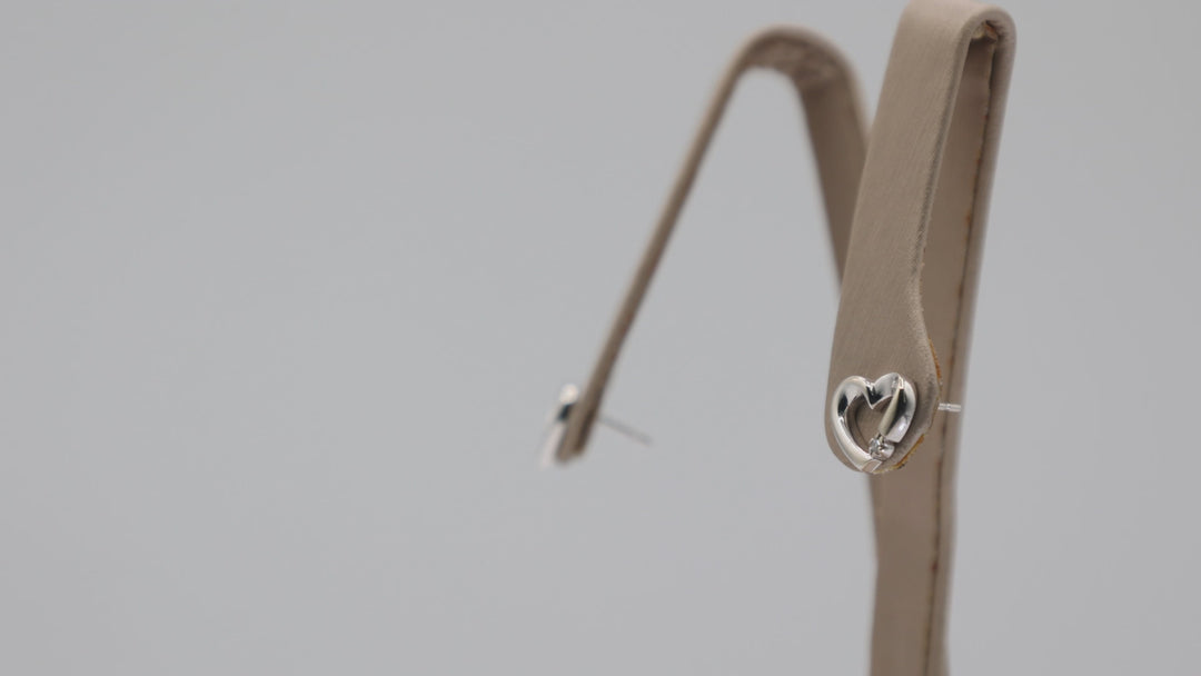 10K White Gold Open Heart Diamond Accent Stud Earrings