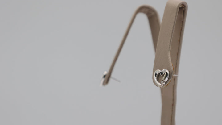 10K White Gold Open Heart Diamond Accent Stud Earrings