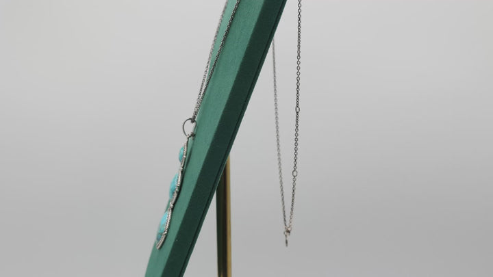 925 Sterling Silver Triple Turquoise Pendant Necklace