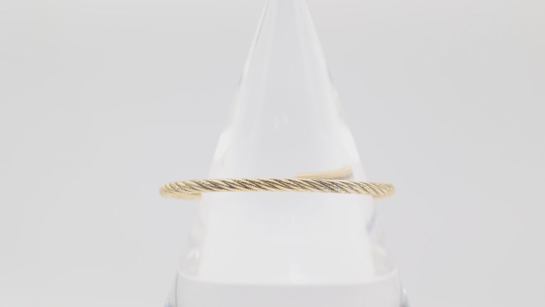 Judith Ripka 925 Gold Toned Twisted Bangle Bracelet with Hinge