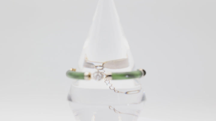 Gold Toned Jadeite Carved Bracelet - 9.5 in.