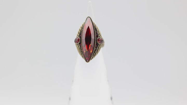 Heidi Daus Red Marquise Stone Ring Size 7.75
