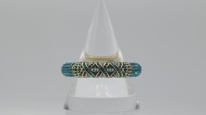 Heidi Daus Blue And Green Crystal Cluster Bangle Bracelet
