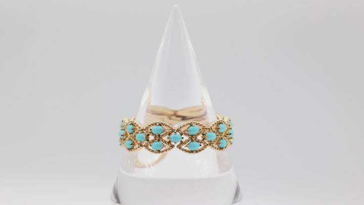Costume Gold Tone and Turquoise Panetta Bracelet