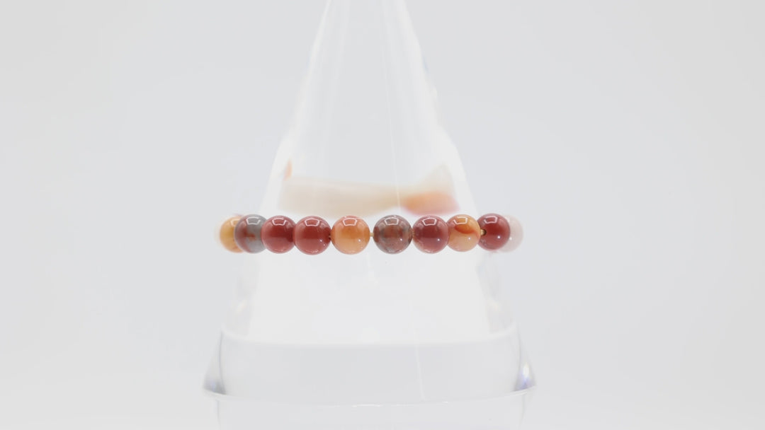 Red and Orange Agate Beaded Bracelet