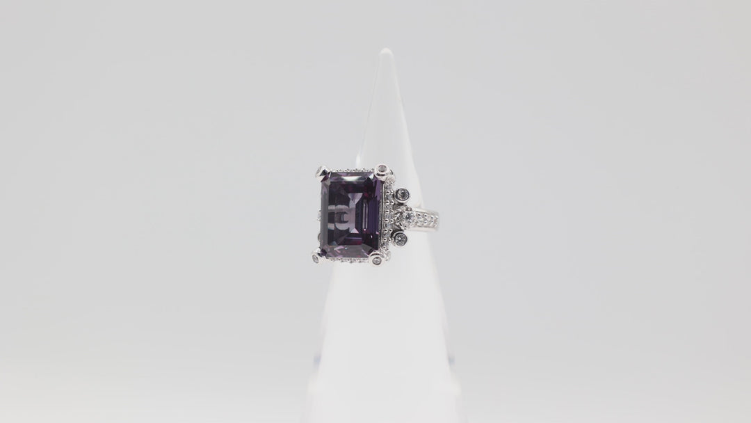 Judith Ripka 925 Sterling Silver Purple Sapphire Ring Size 7