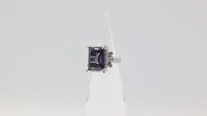 Judith Ripka 925 Sterling Silver Purple Sapphire Ring Size 7