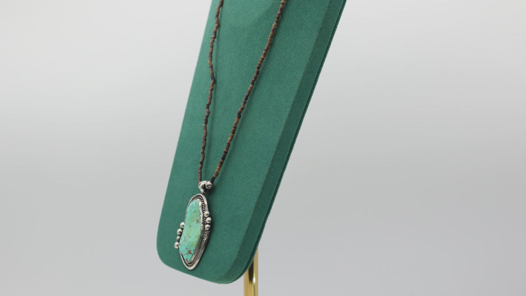 925 Silver Turquoise Horn Cabochon Necklace Pendant
