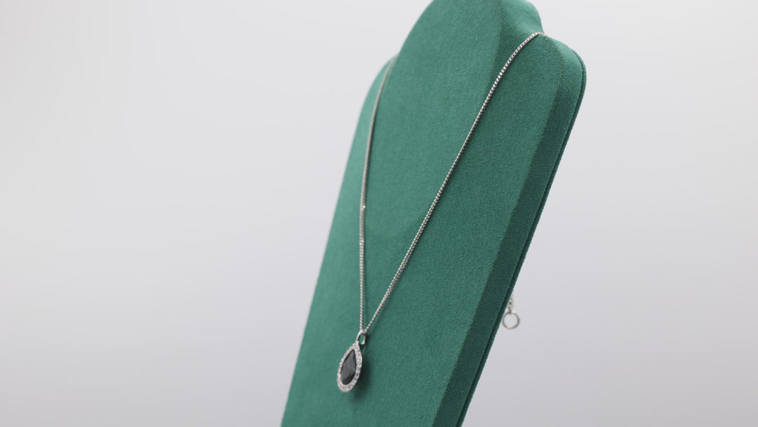 Givenchy Silver Blue Pear Shaped Stone Necklace with Crystals
