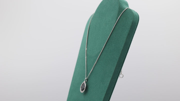 Givenchy Silver Blue Pear Shaped Stone Necklace with Crystals