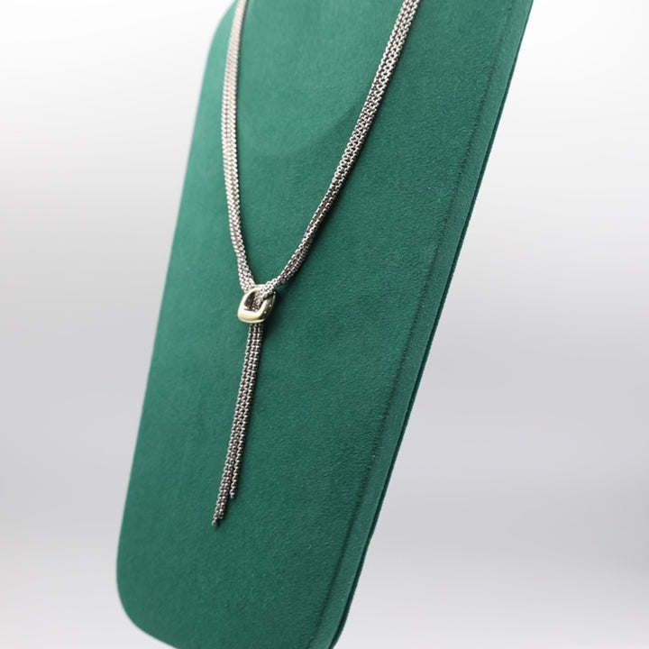 925 Sterling Silver 18k Yellow Gold David Yurman Triple Chain Lariat Necklace - 11 Inches