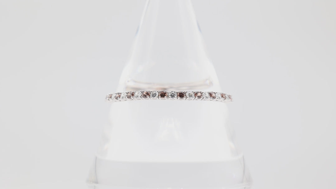 925 Silver Brown CZ and White CZ Stone Tennis Bracelet 7in.