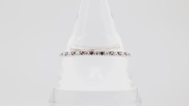 925 Silver Brown CZ and White CZ Stone Tennis Bracelet 7in.