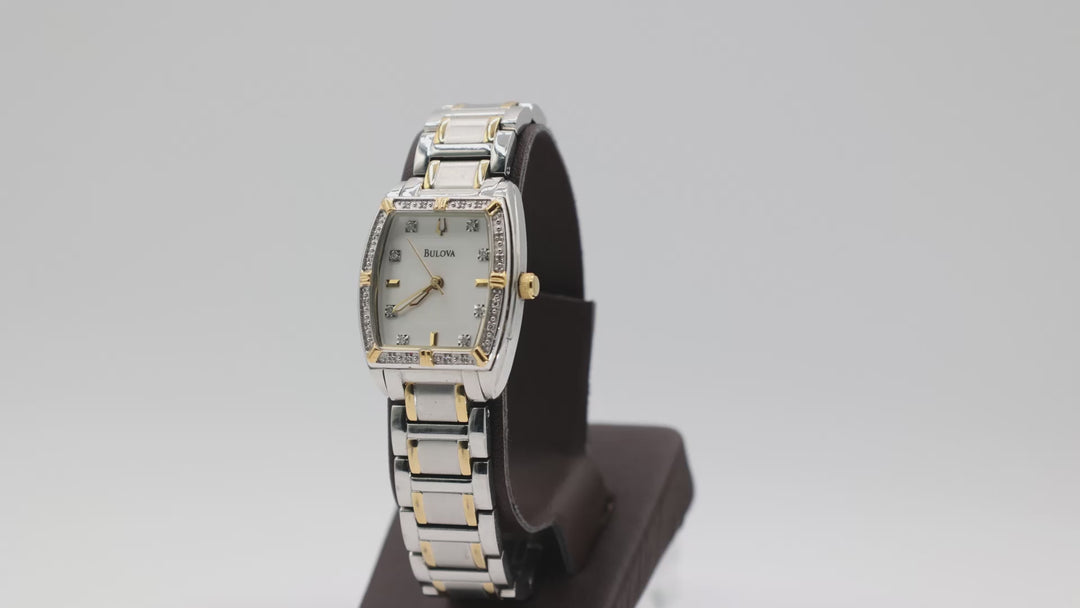 Bulova C637552 Silver And Gold Tone Diamond Accented Watch