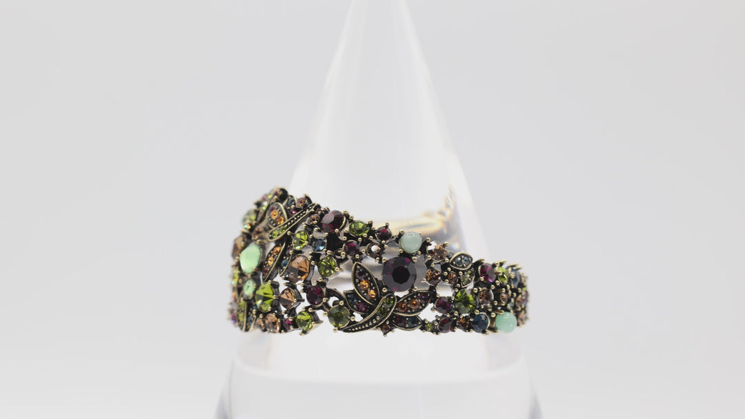 Heidi Daus Multi Gemstone Ornate Brass Bracelet for Elegance
