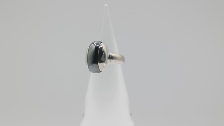 925 Sterling Silver Hematite Ring And Earrings Set Size 5.75