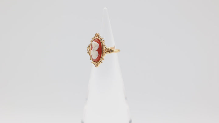 Costume Avon Gold Tone Victorian Cameo with Faux Pearls Ring Size 6