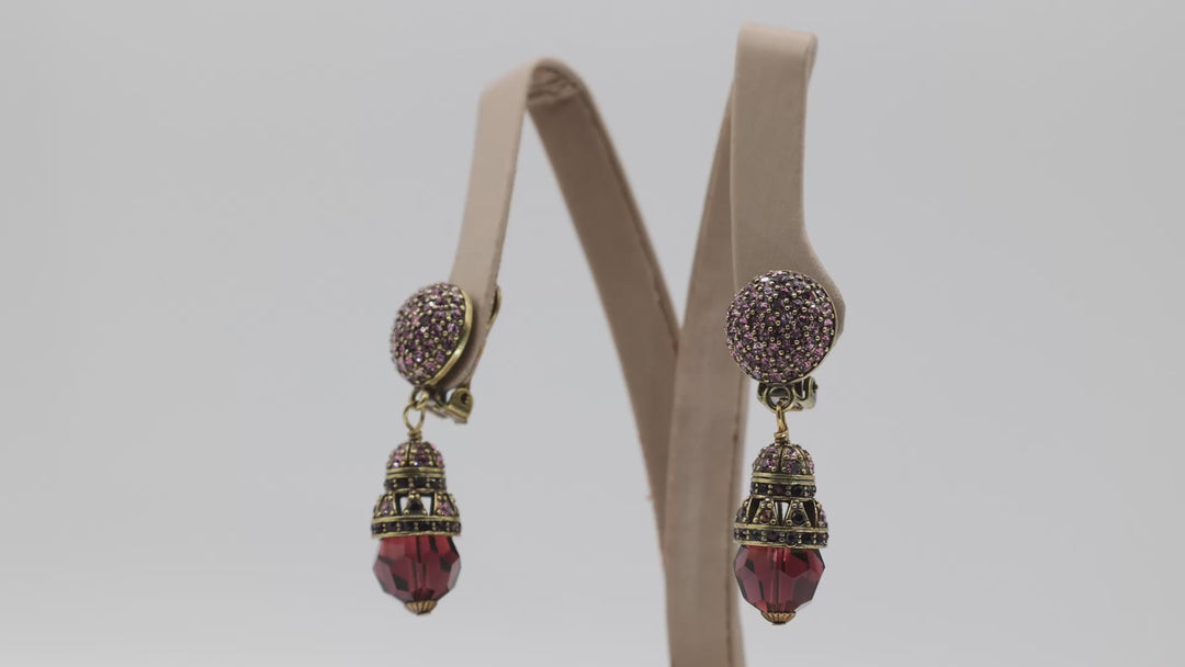 Heidi Daus Damselfly Purple Amethyst Pave Swarovski Art Deco Clip On Earrings