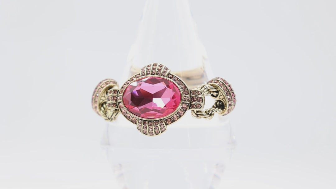 Heidi Daus Large Pink Crystal "Chain of Events" Bracelet