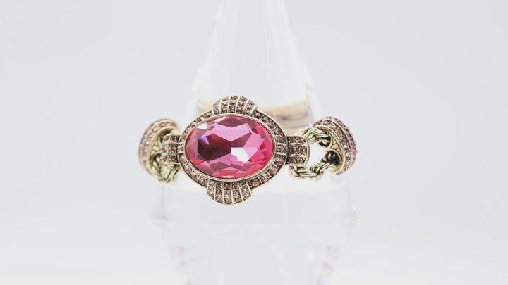 Heidi Daus Large Pink Crystal "Chain of Events" Bracelet