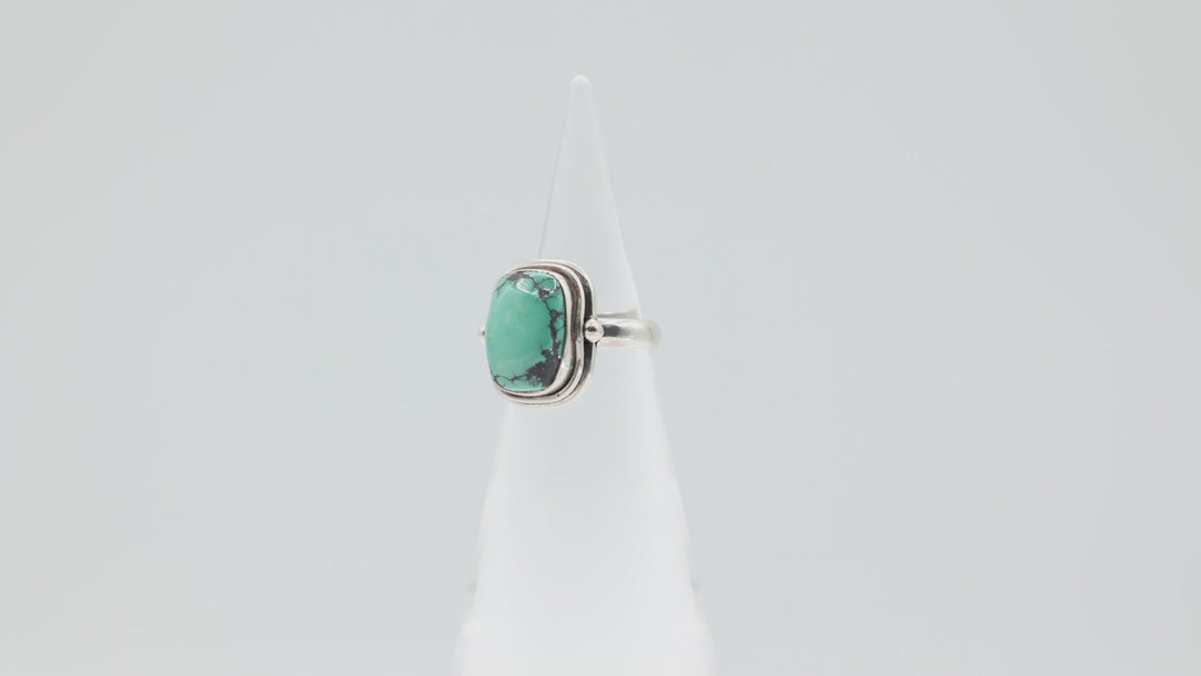 925 Sterling Silver 15x10mm Turquoise Stone Ring Size 6