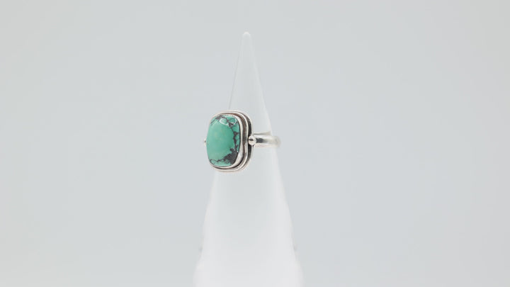 925 Sterling Silver 15x10mm Turquoise Stone Ring Size 6
