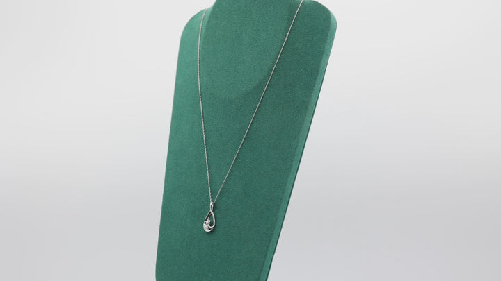 14k White Gold Chain with Diamond Pear Shaped Pendant
