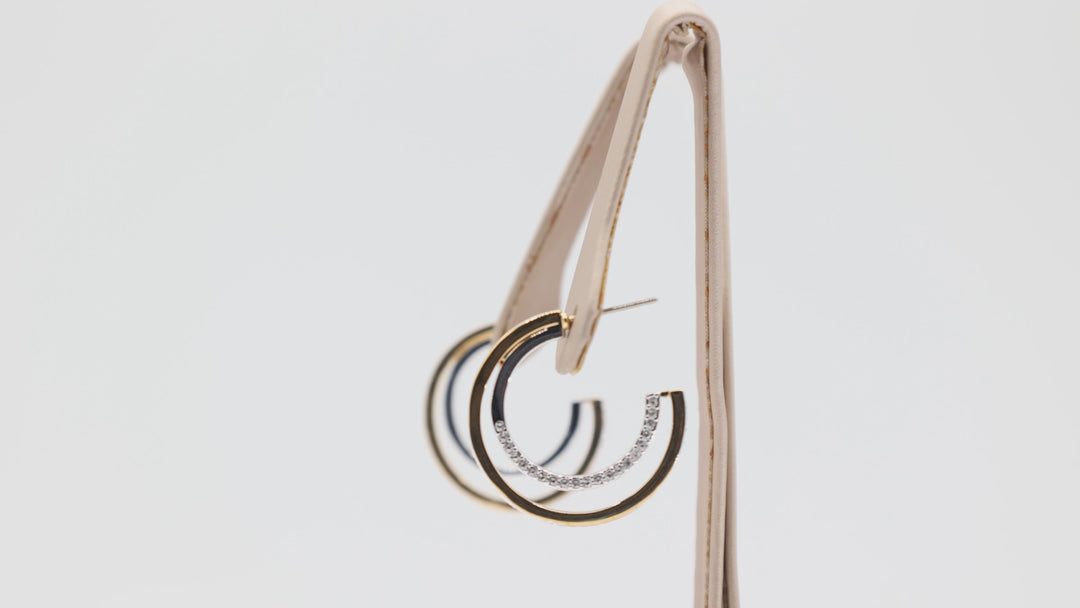 Swarovski Two Tone Crystal Double Hoop Earrings