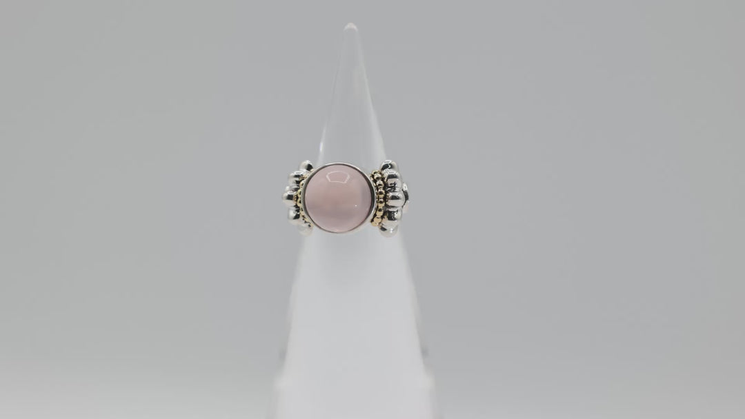 Lagos 925 Sterling Silver Rose Quartz Cabochon Ring Size 7