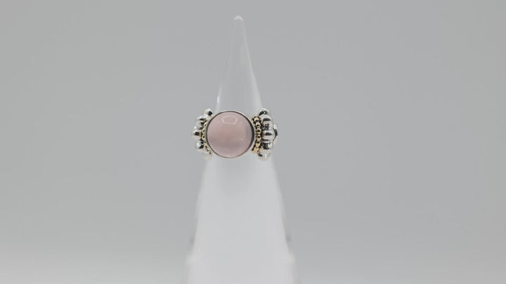 Lagos 925 Sterling Silver Rose Quartz Cabochon Ring Size 7