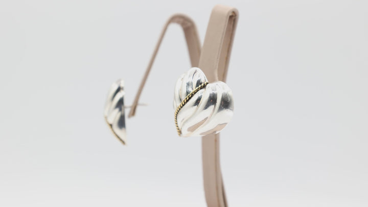 925 Sterling Silver Latin Ribbed Chunky Heart Earrings