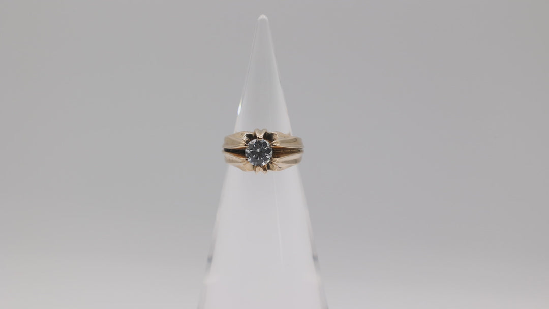 14K Yellow Gold Round Spinel Ring - Size 7.25