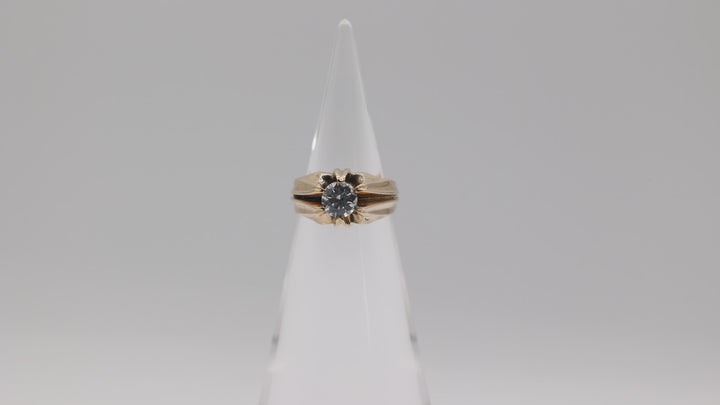 14K Yellow Gold Round Spinel Ring - Size 7.25
