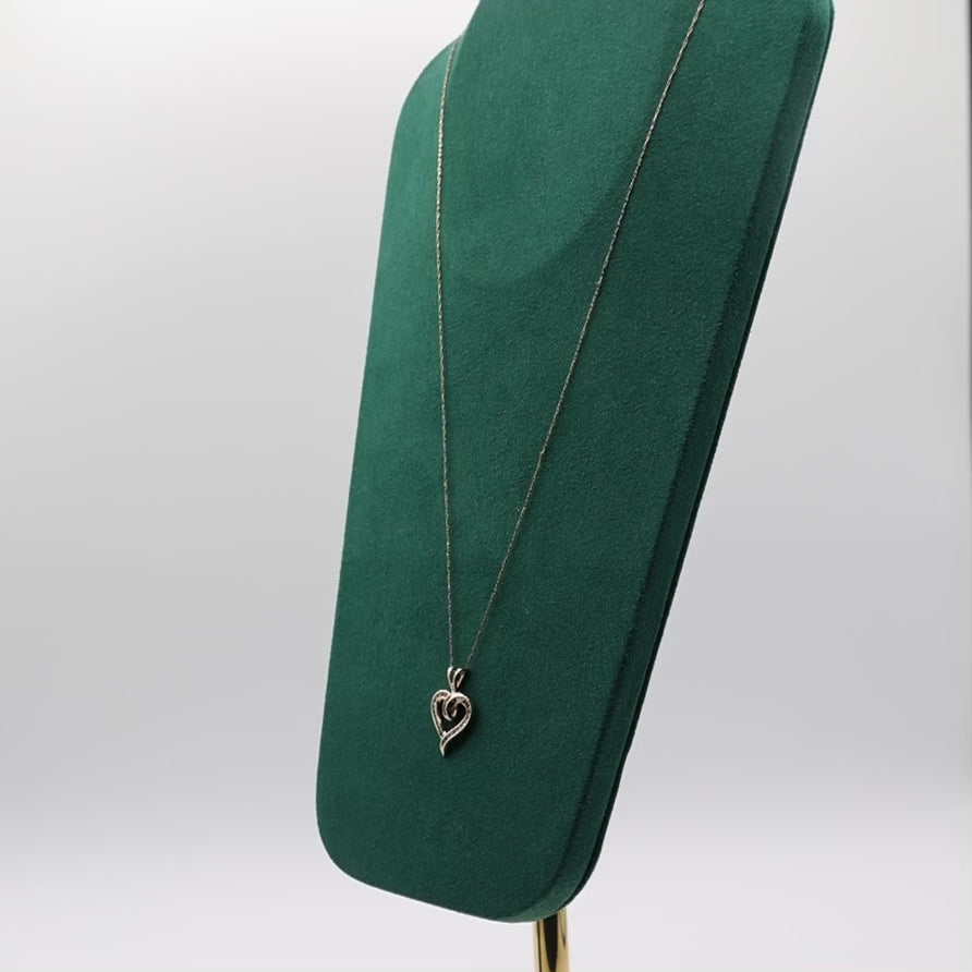 10k Yellow Gold Heart and Diamond Necklace - 21 inches