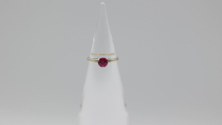 14K Yellow Gold Pink Sapphire Ring 5.5mm Stone Size 6 Gift Ready