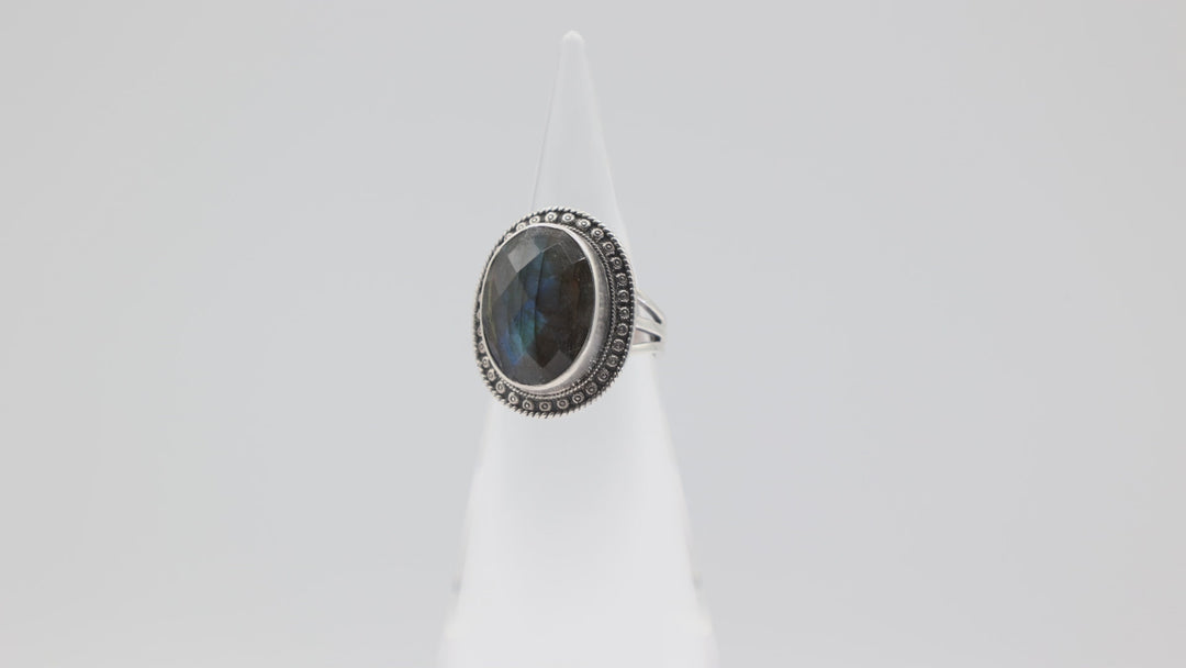 Jay King Sterling 925 Labradorite Ring 18x13mm Size 7.75