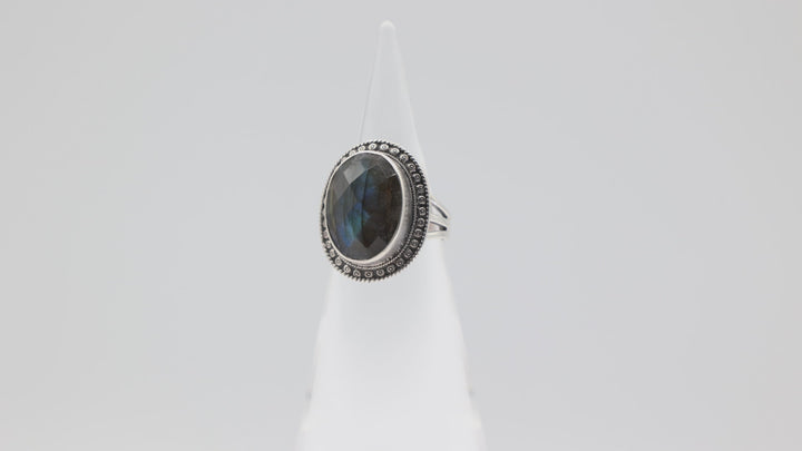 Jay King Sterling 925 Labradorite Ring 18x13mm Size 7.75