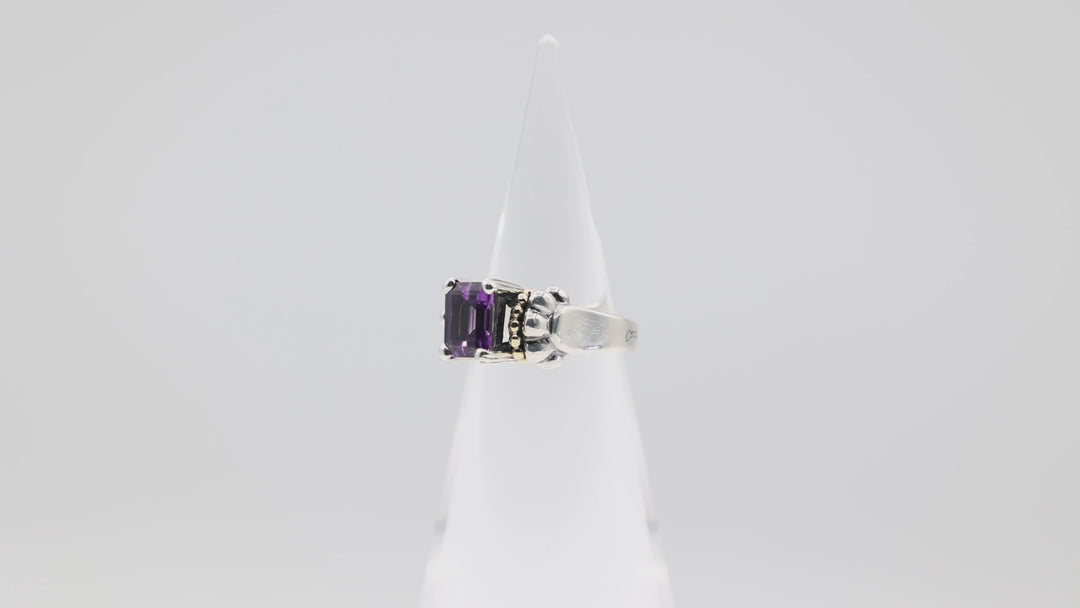 Lagos 925 Sterling Silver Gold Toned Glacier Amethyst Ring Size 8.25