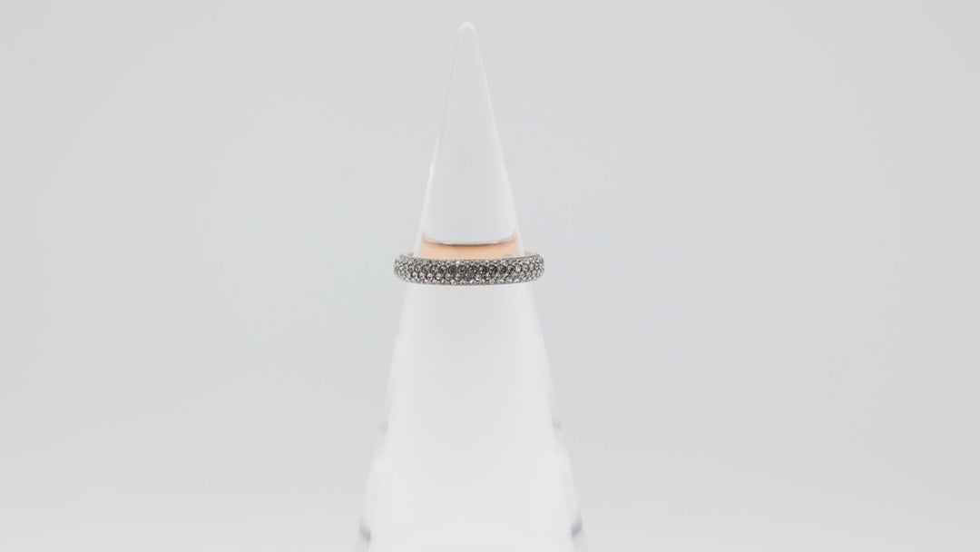 Michael Kors Rose Gold Tone Dark Grey Pave Ring Size 8