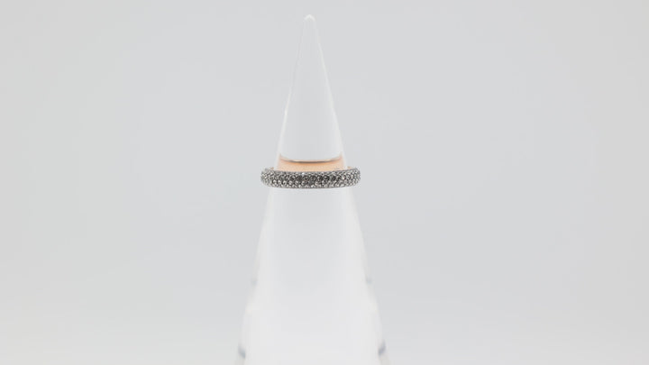 Michael Kors Rose Gold Tone Dark Grey Pave Ring Size 8