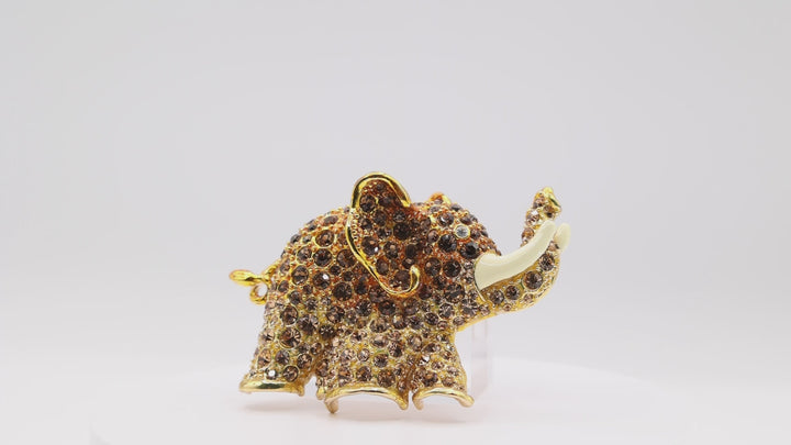 Amanda Borghese Yellow Elephant Brooch Trunk Up Pin