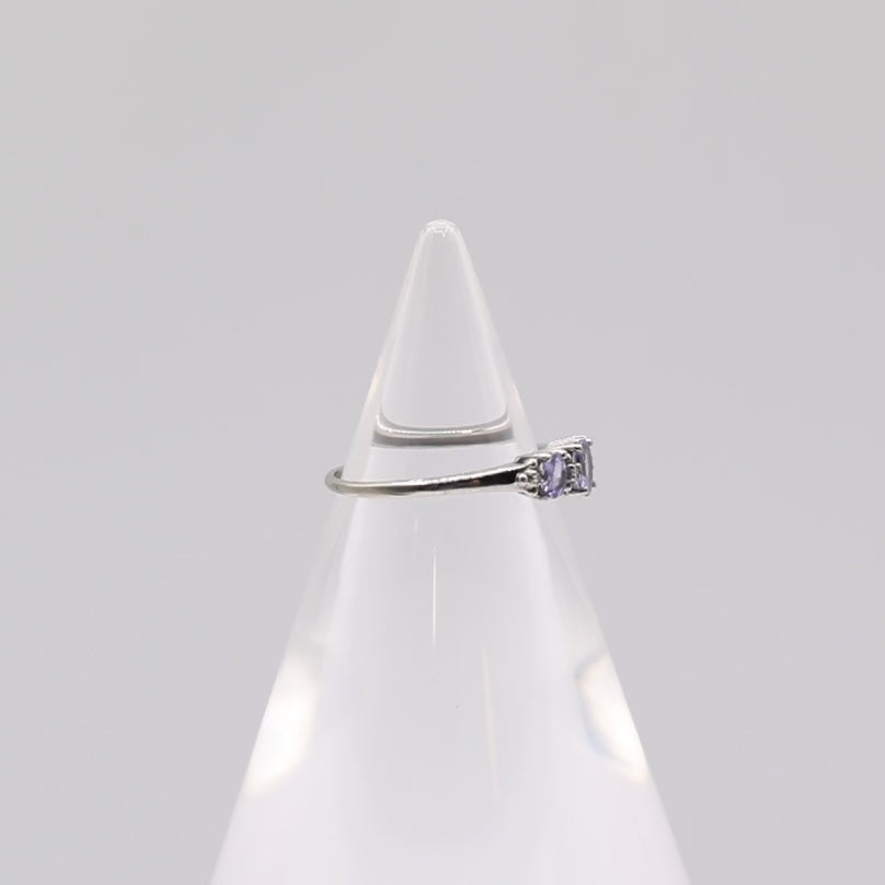 STS 10k Gold Triple Oval Cut Light Blue Lolite & Diamonds Ring - Size 8.5