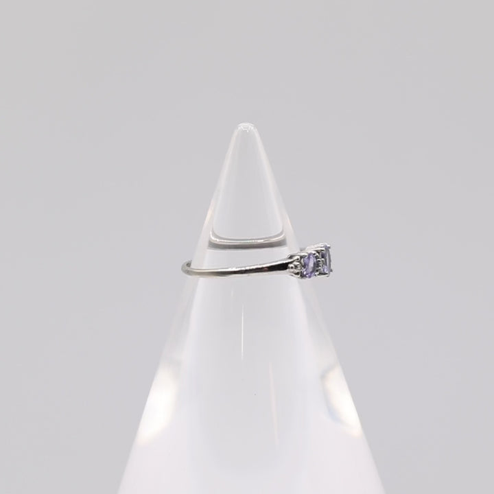 STS 10k Gold Triple Oval Cut Light Blue Lolite & Diamonds Ring - Size 8.5
