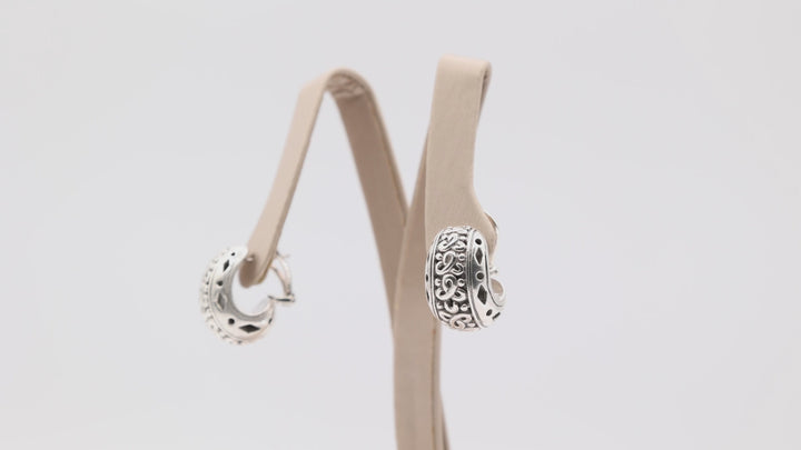 John Hardy Vintage 925 Silver Half Hoop Filigree Scroll Earrings