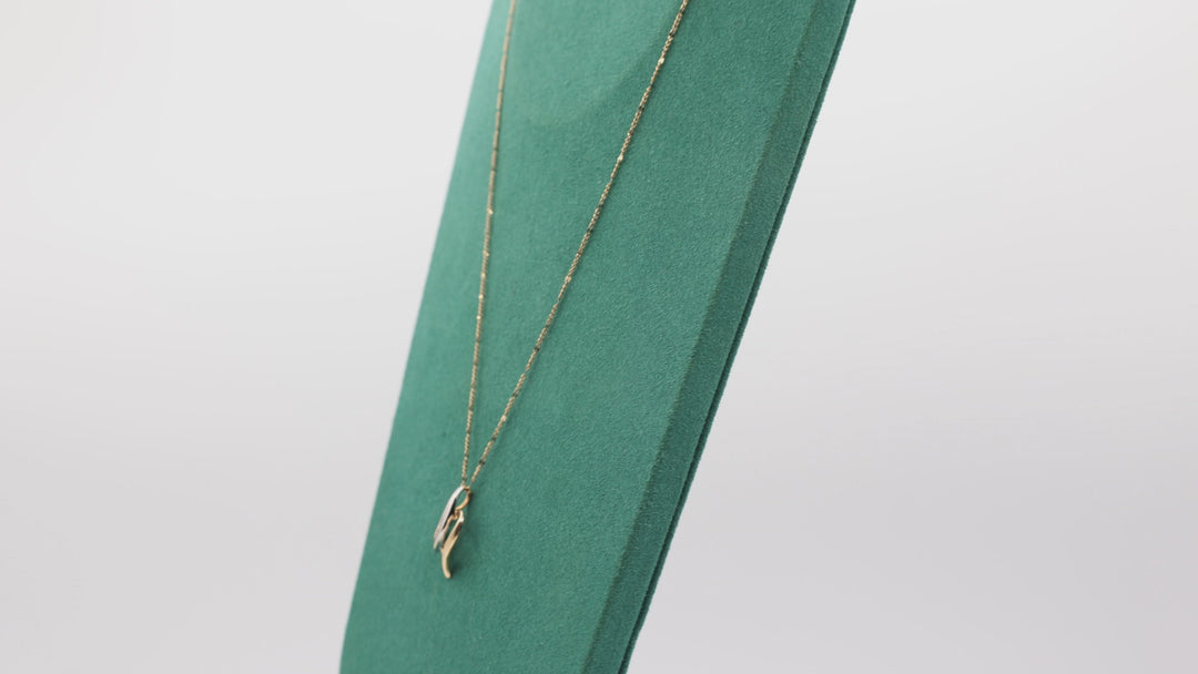 10K Gold Two Tone Heart and Diamonds Pendant Necklace